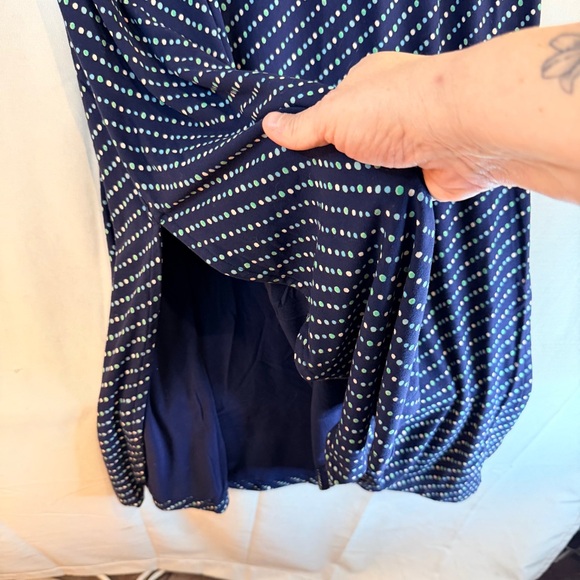 LANDS’ END Women’s Size XL Dress Maxi Length Polka Dot Stretch Side Slits - Picture 10 of 15